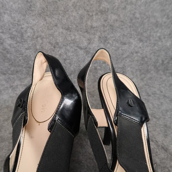 Calvin Klein Shoes Womens 7.5 Strappy Pump Heel Slingback Elastic Open Toe Black - Picture 13 of 13